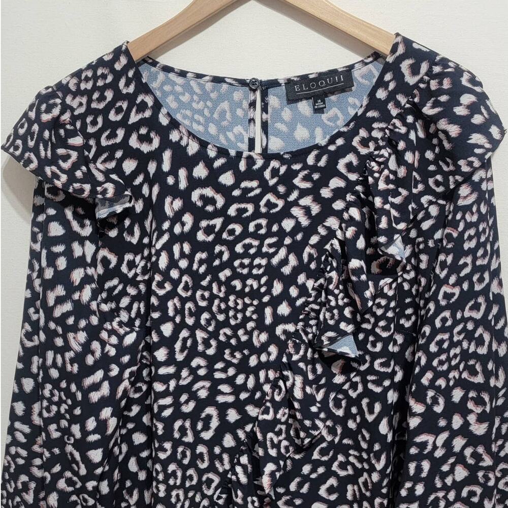 Eloquii Animal Print Ruffle Printed Top Long Sleeve Career Work Wear Plus 18 - Picture 5 of 7